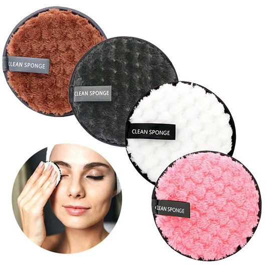 4pc Makeup Remover Microfiber Cotton Pad Cosmetics Washable